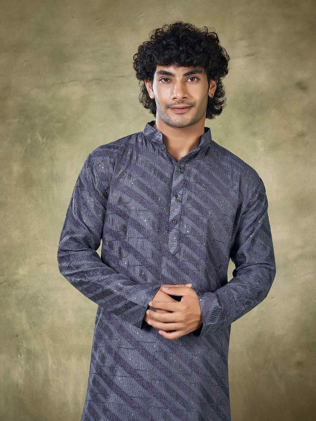 Men's Designer Kurta | Viscose Fabric with Sequin Embroidery Pajama