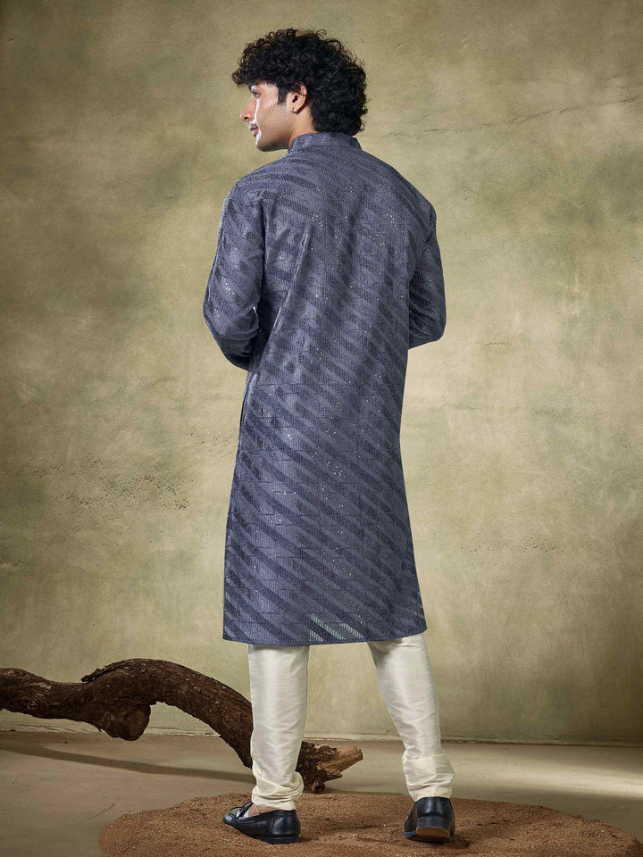 Men's Designer Kurta | Viscose Fabric with Sequin Embroidery Pajama