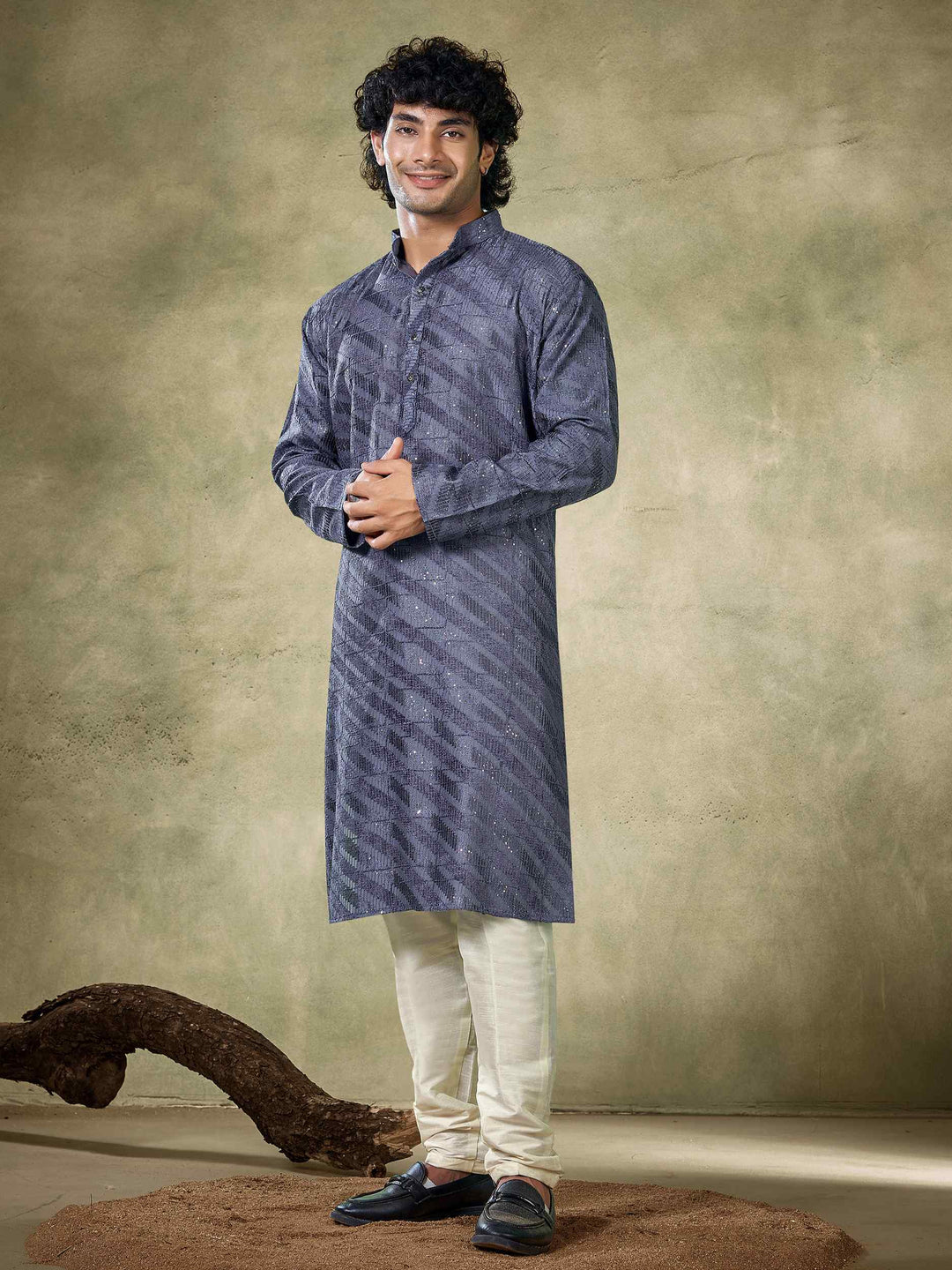 Men's Designer Kurta | Viscose Fabric with Sequin Embroidery Pajama