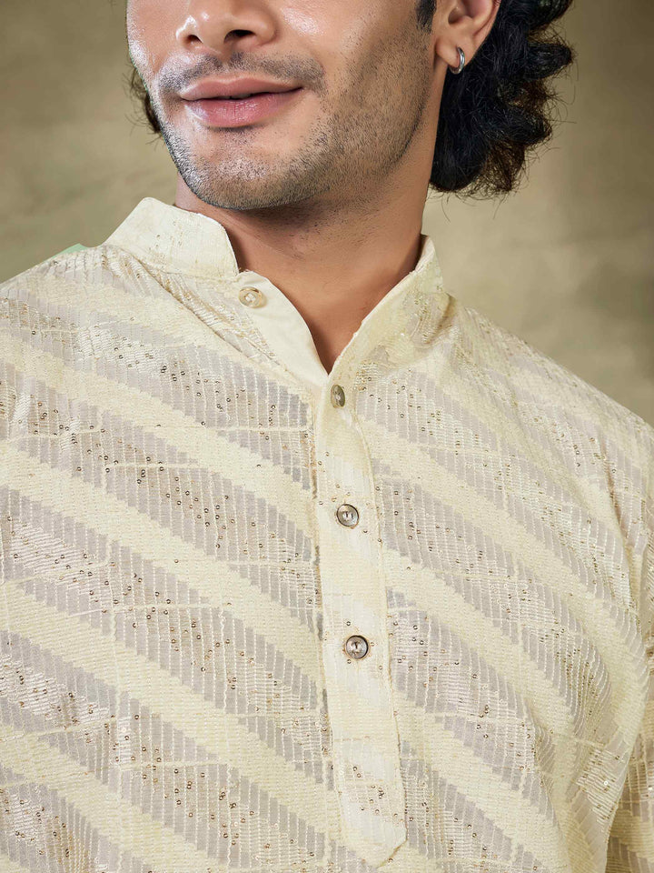 Men's Designer Kurta | Viscose Fabric with Sequin Embroidery Pajama