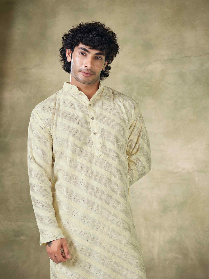 Men's Designer Kurta | Viscose Fabric with Sequin Embroidery Pajama