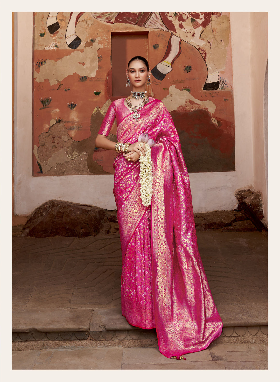 Banarasi Silk Saree Jacquard Weaving | Designer Blowse Wedding & Party Wear