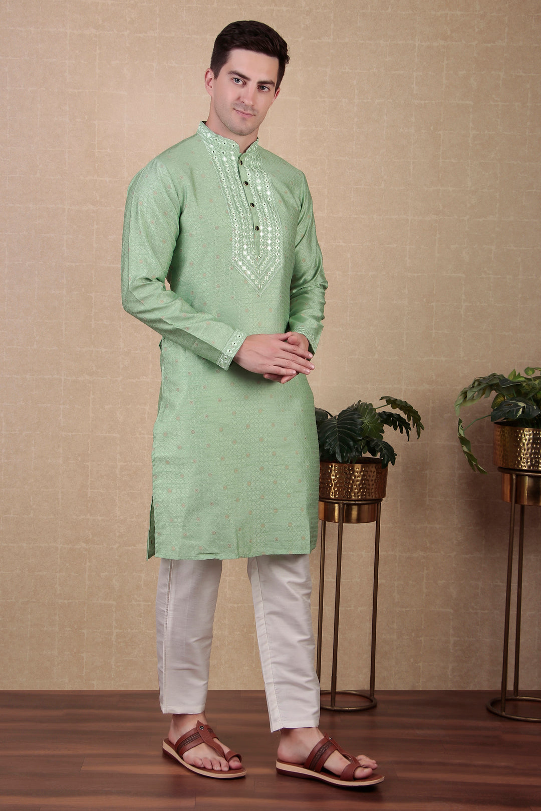 Ethnic Mirror Work Kurta Pyjama | Stylish Outfit for Festive Occasions