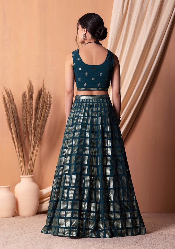 Breathtaking teal Georgette Lehenga with teal Dupatta | A Captivating Traditional Ensemble