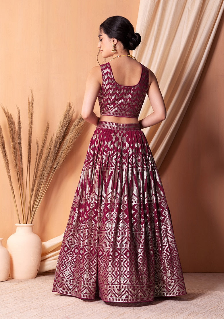 Radiant Pink Georgette Lehenga with Pink Dupatta | Elegance Redefined for Brides