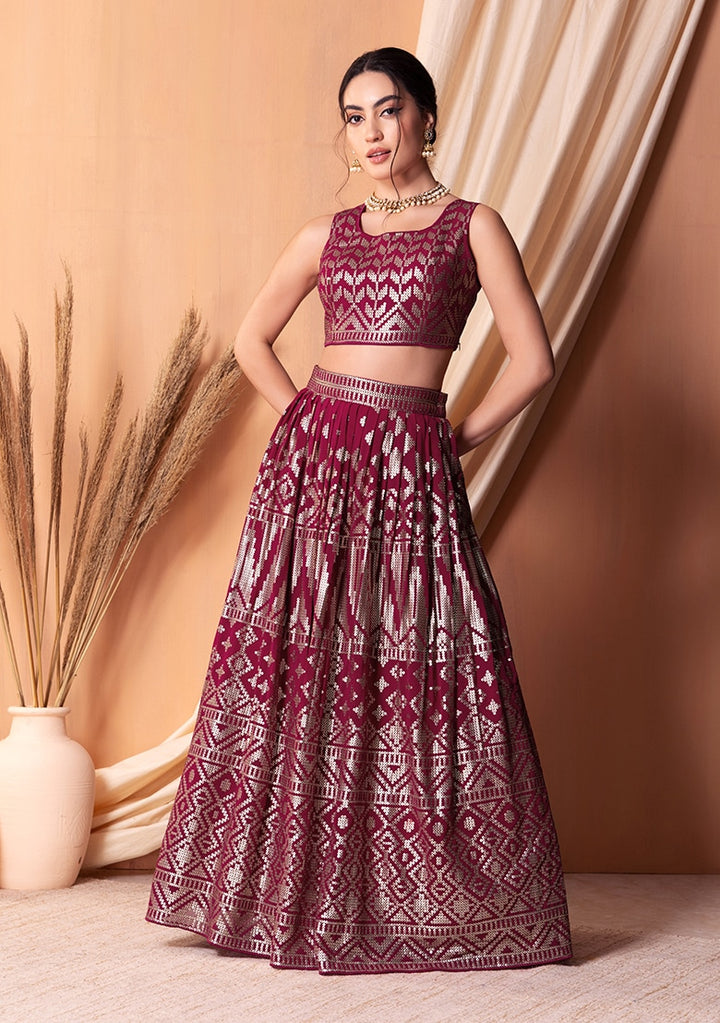 Radiant Pink Georgette Lehenga with Pink Dupatta | Elegance Redefined for Brides