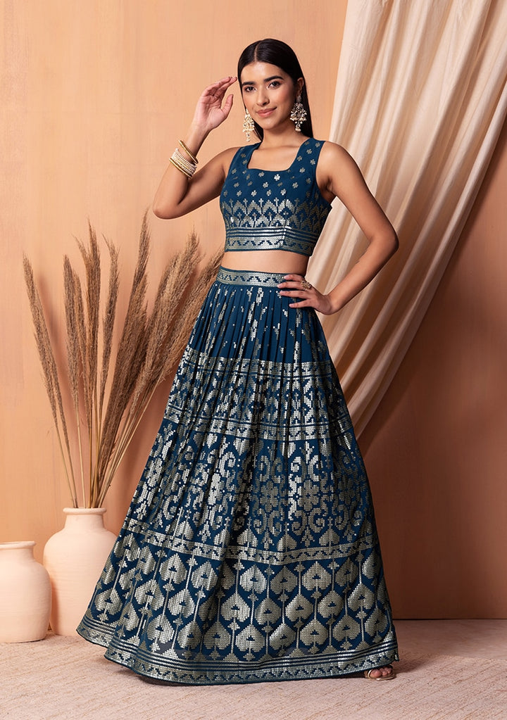 Beautiful Blue Georgette Lehenga with Blue Dupatta | A Stylish and Sophisticated Choice