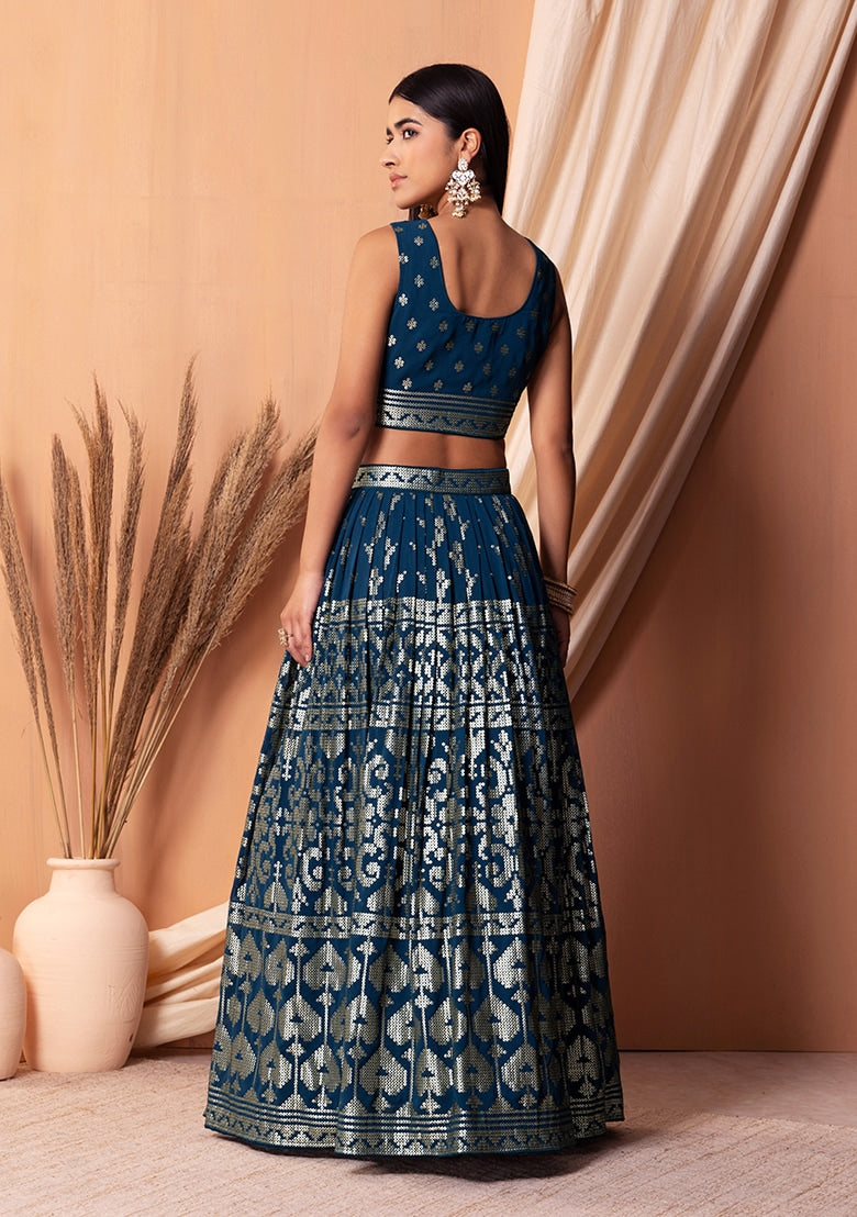 Beautiful Blue Georgette Lehenga with Blue Dupatta | A Stylish and Sophisticated Choice