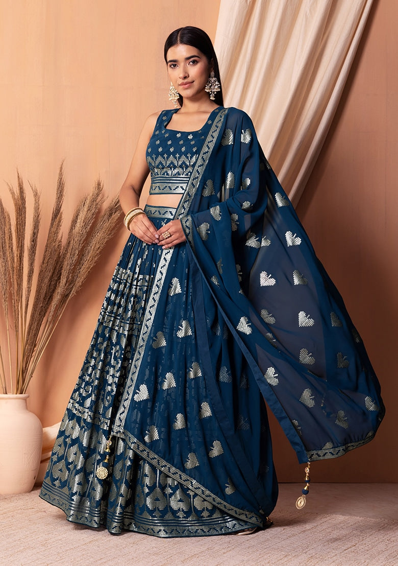 Beautiful Blue Georgette Lehenga with Blue Dupatta | A Stylish and Sophisticated Choice