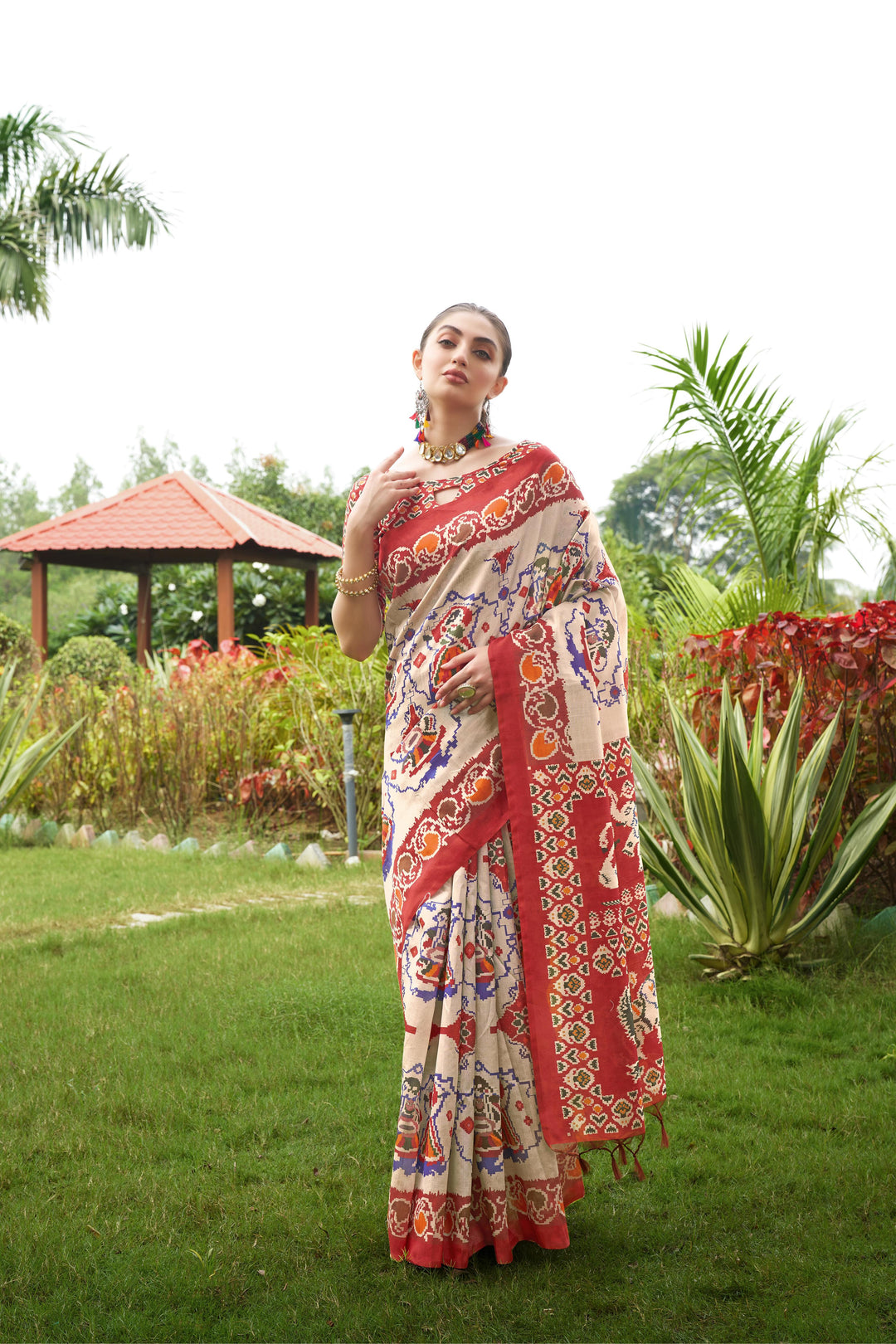 Traditional Patola Print Saree | Tussar Silk for Graceful Styling