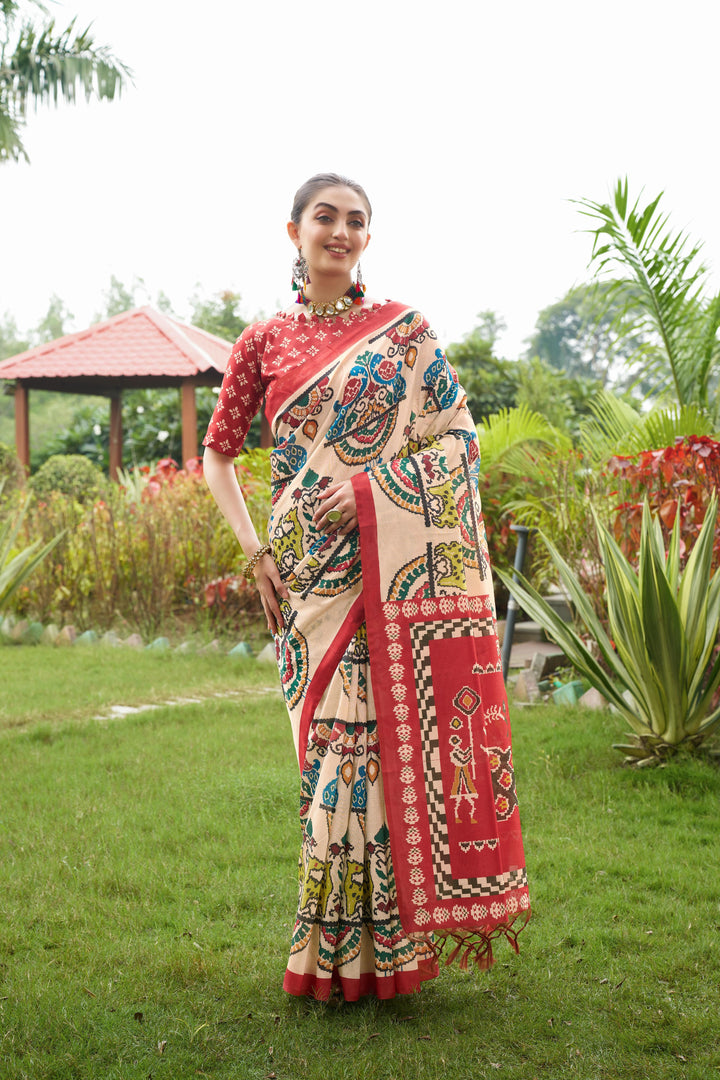 Maroon Tussar Silk Saree | Trendy Traditional Wear with Designer Print