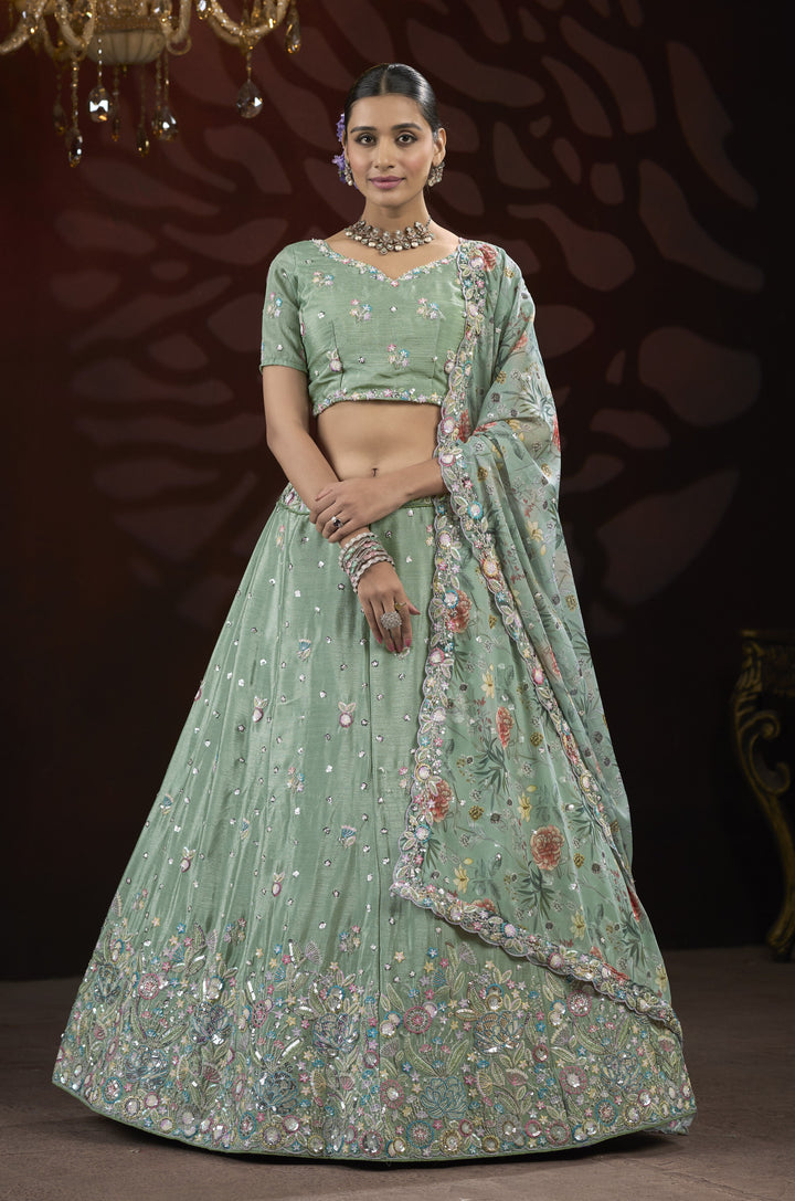 Exquisite Chinon Lehenga with Dupatta | An Exclusive Designer Masterpiece