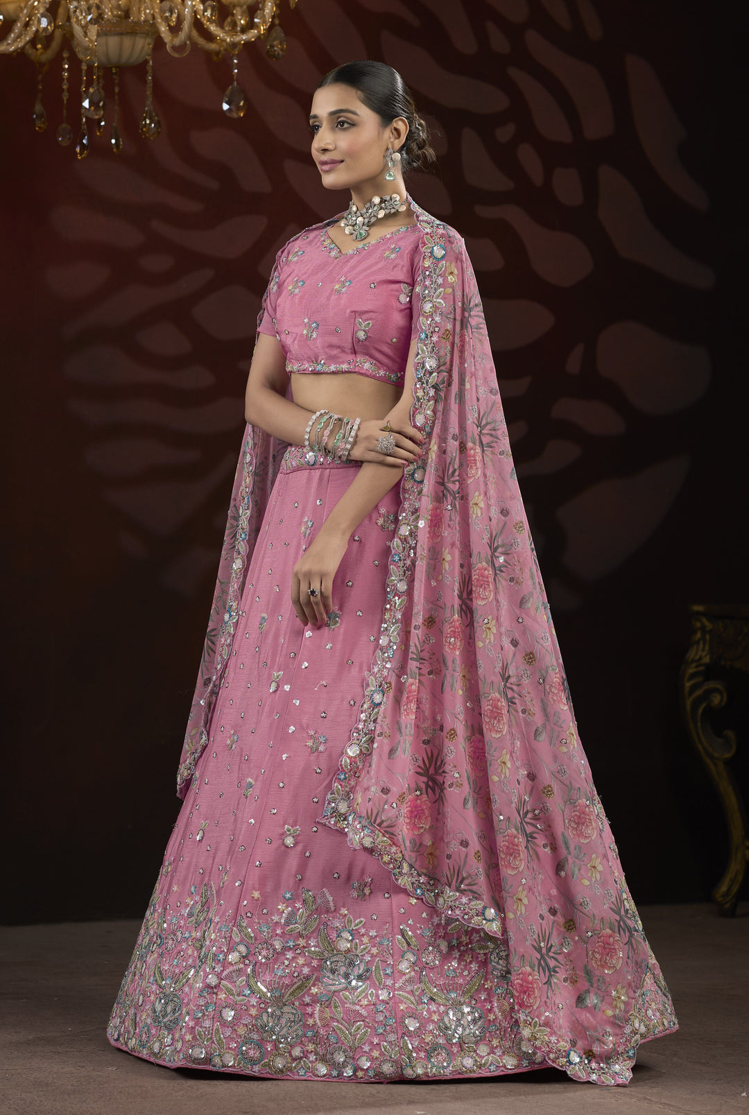 Exquisite Chinon Lehenga with Dupatta | An Exclusive Designer Masterpiece