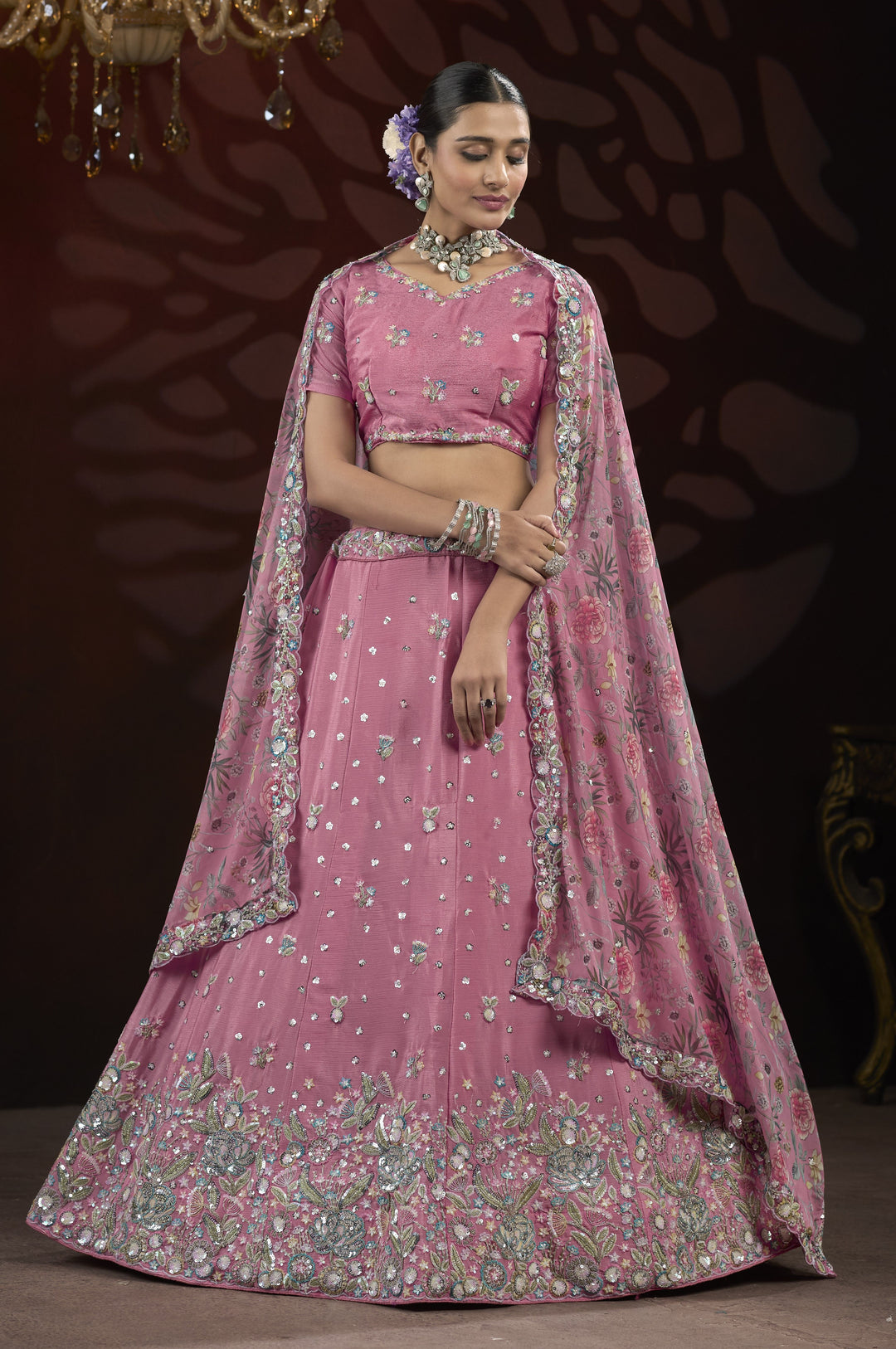 Exquisite Chinon Lehenga with Dupatta | An Exclusive Designer Masterpiece