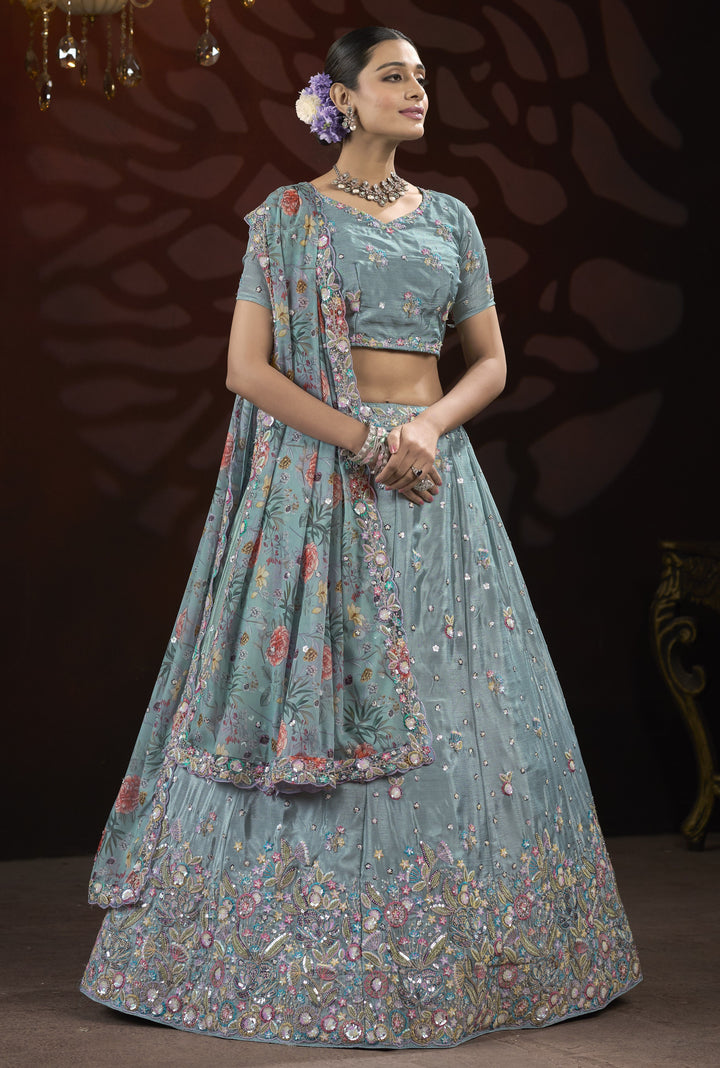 Exquisite Chinon Lehenga with Dupatta | An Exclusive Designer Masterpiece