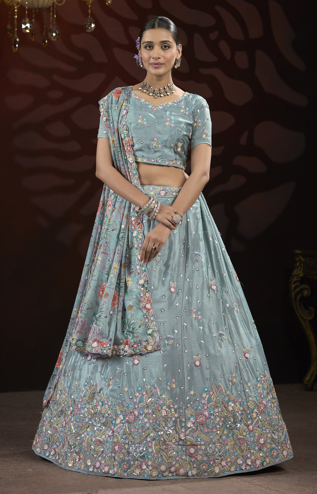 Exquisite Chinon Lehenga with Dupatta | An Exclusive Designer Masterpiece