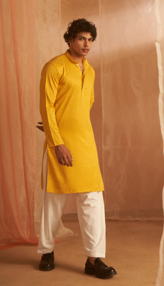 Yellow Stylish Festive Kurta Pajama | Indian Traditional Outfit for Men