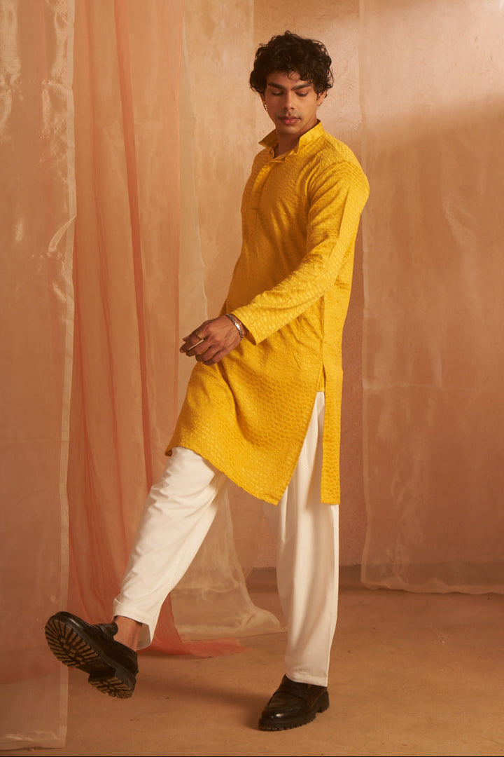 Yellow Stylish Festive Kurta Pajama | Indian Traditional Outfit for Men