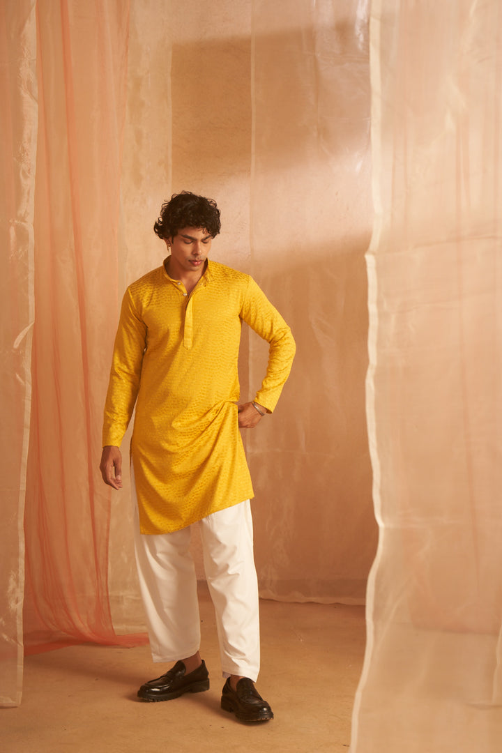 Yellow Stylish Festive Kurta Pajama | Indian Traditional Outfit for Men