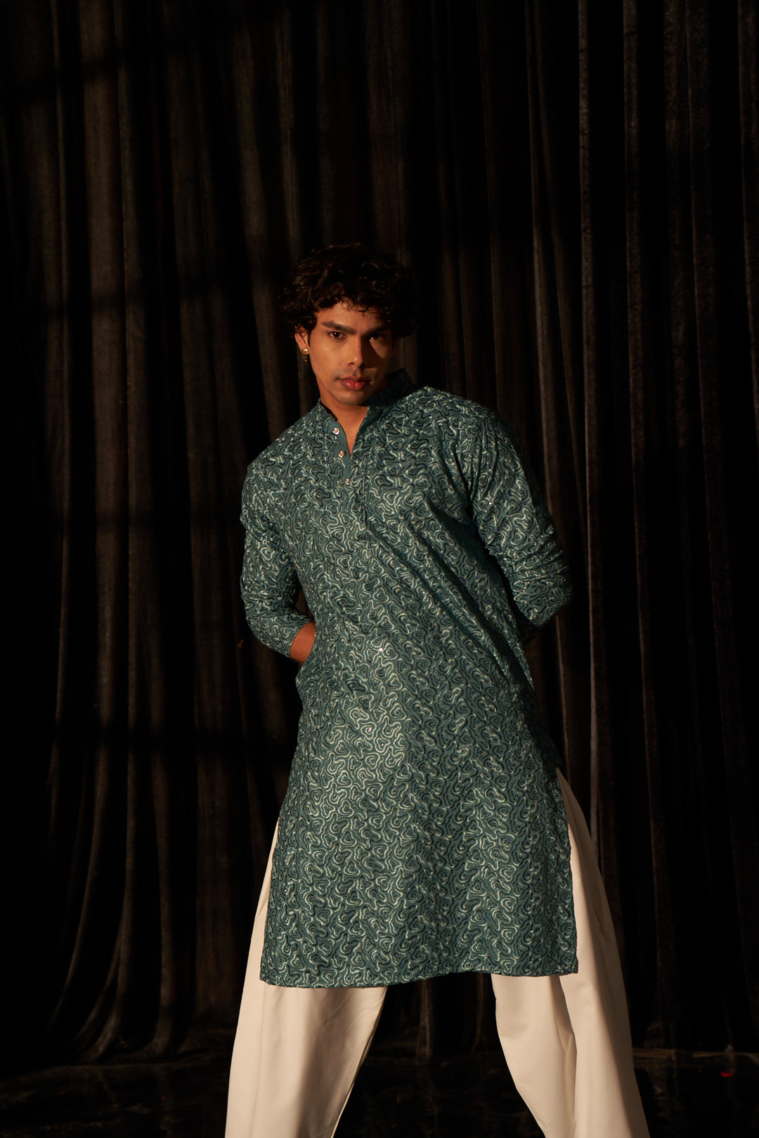 Wedding-Ready Kurta | Elegant Chikankari Work with Art Silk Bottom