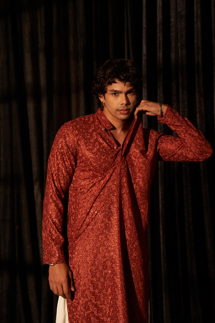 Wedding-Ready Kurta | Elegant Chikankari Work with Art Silk Bottom