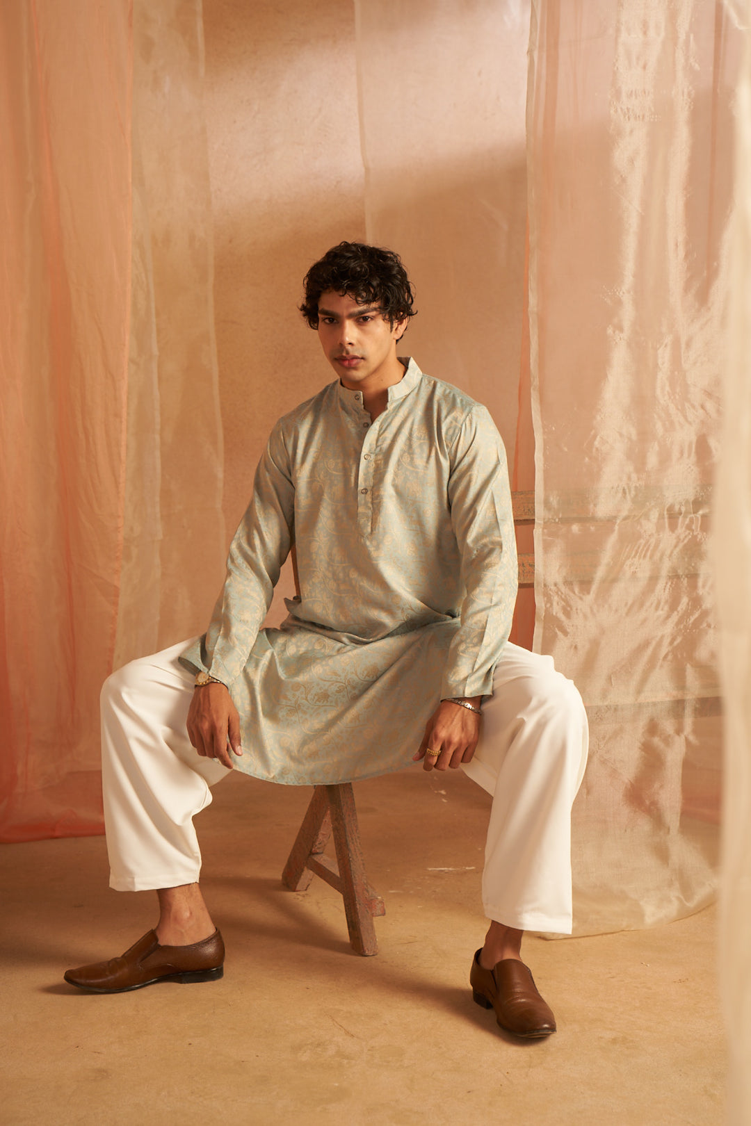 Elegant Light Teal Kurta Set | Wevon Designer Traditional Wear