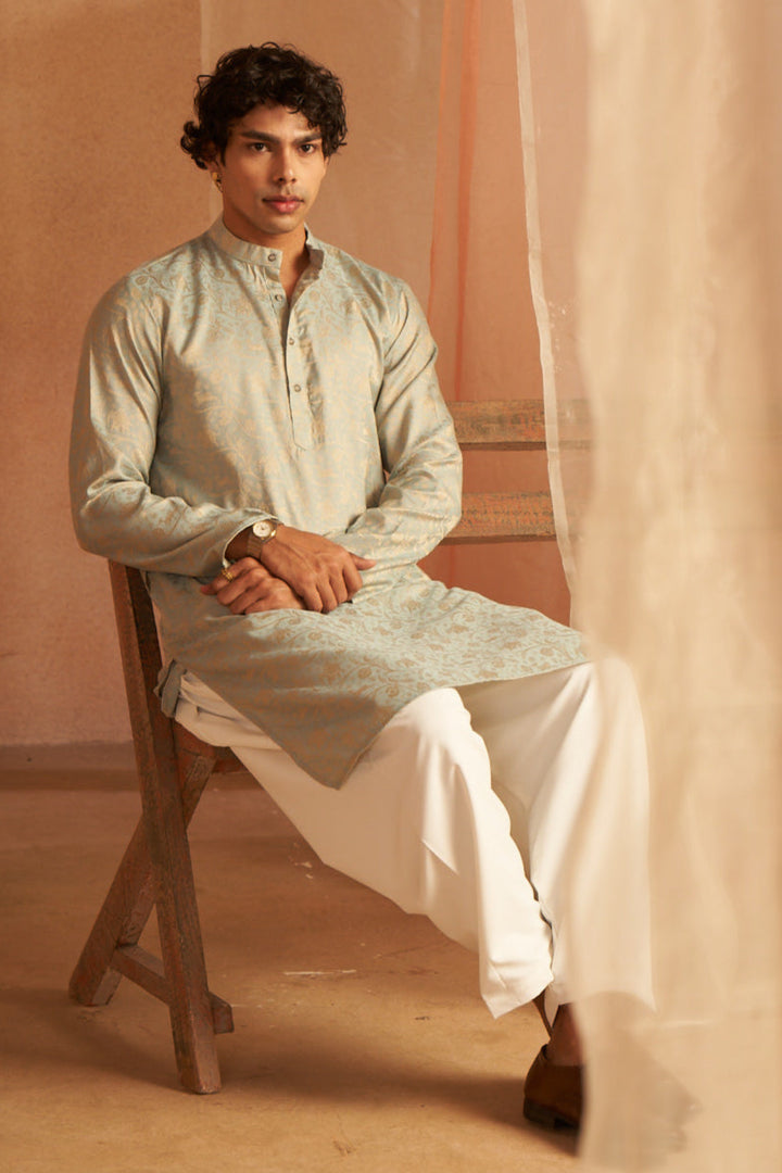 Elegant Light Teal Kurta Set | Wevon Designer Traditional Wear