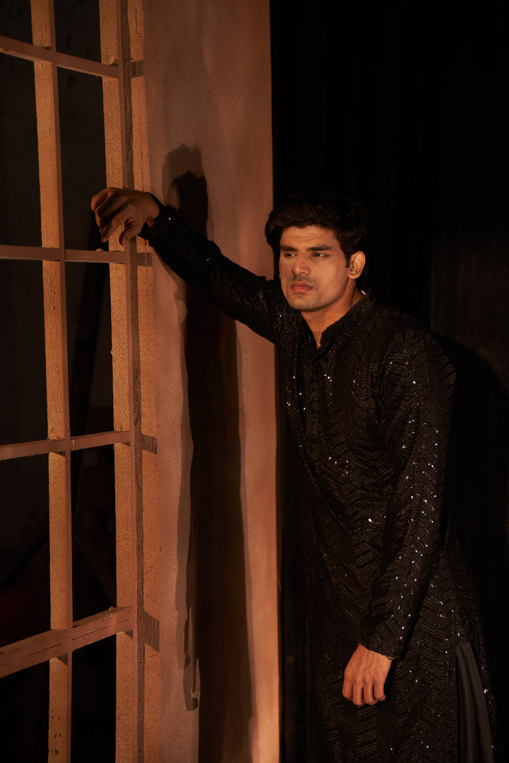 Designer Black Kurta Pyjama for Men | Elegant Ethnic Wear Set