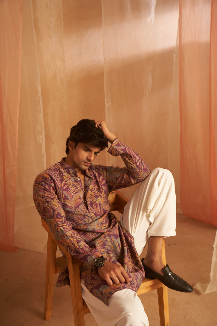 Purple Luxurious Modal Silk Kurta | Comfortable & Stylish Indian Attire