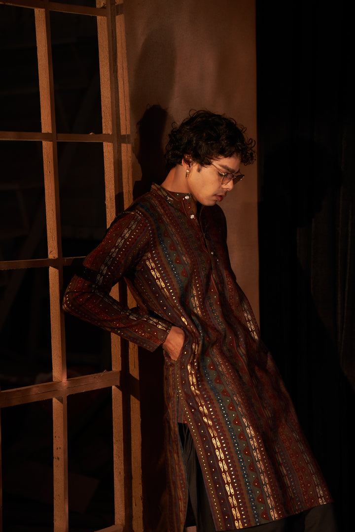 Stylish Brown Kurta Pyjama | Traditional Ethnic Wear in Art Silk Fabric