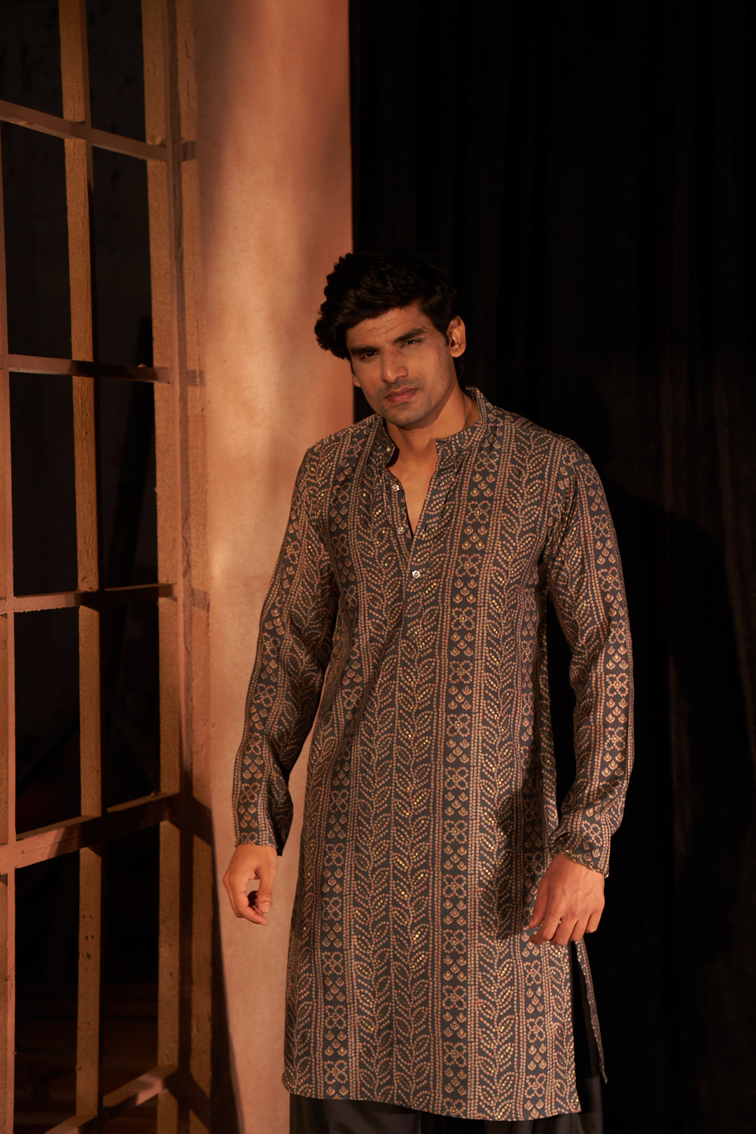 Royal NavyBlue Kurta Set | Soft Modal Silk with Weaving Pattern Bottom