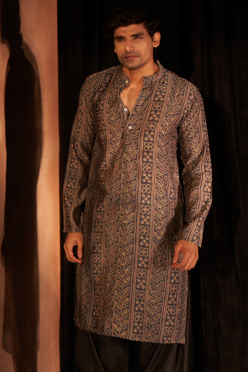 Royal NavyBlue Kurta Set | Soft Modal Silk with Weaving Pattern Bottom