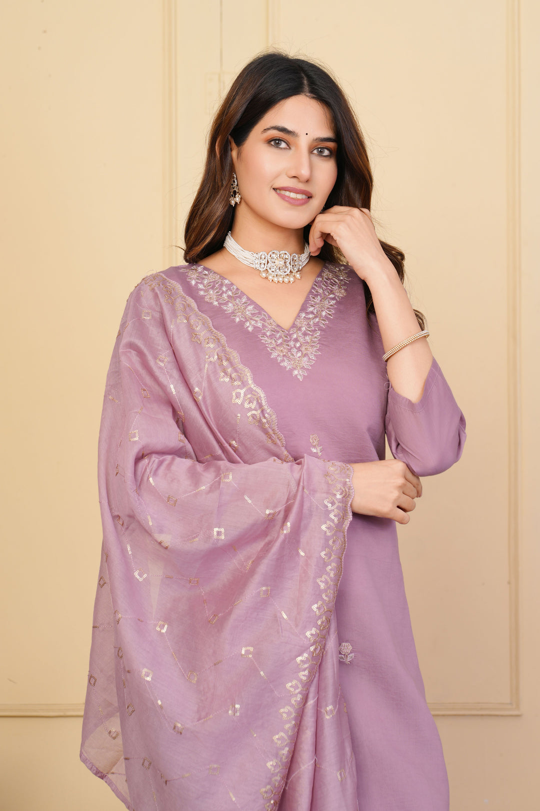 Stunning Embroidered Viscose Chanderi | Salwar Suit with Dupatta