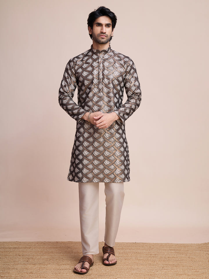 Designer Silk Kurta Fine Thread & Sequin Work | Perfect for Festive Wear