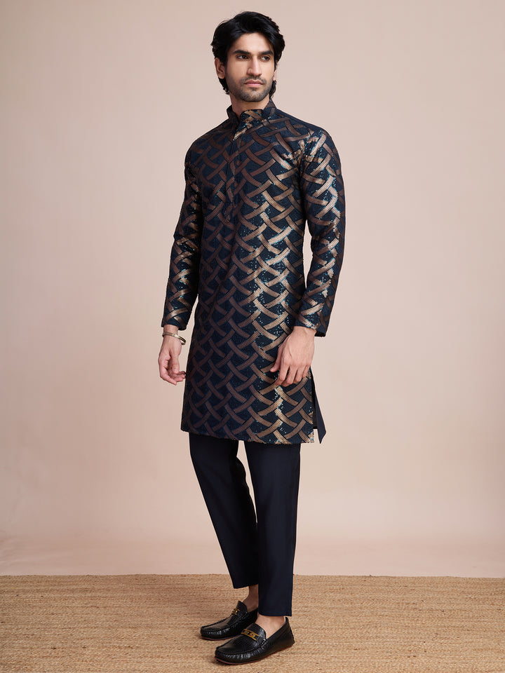 Designer Silk Kurta Fine Thread & Sequin Work | Perfect for Festive Wear