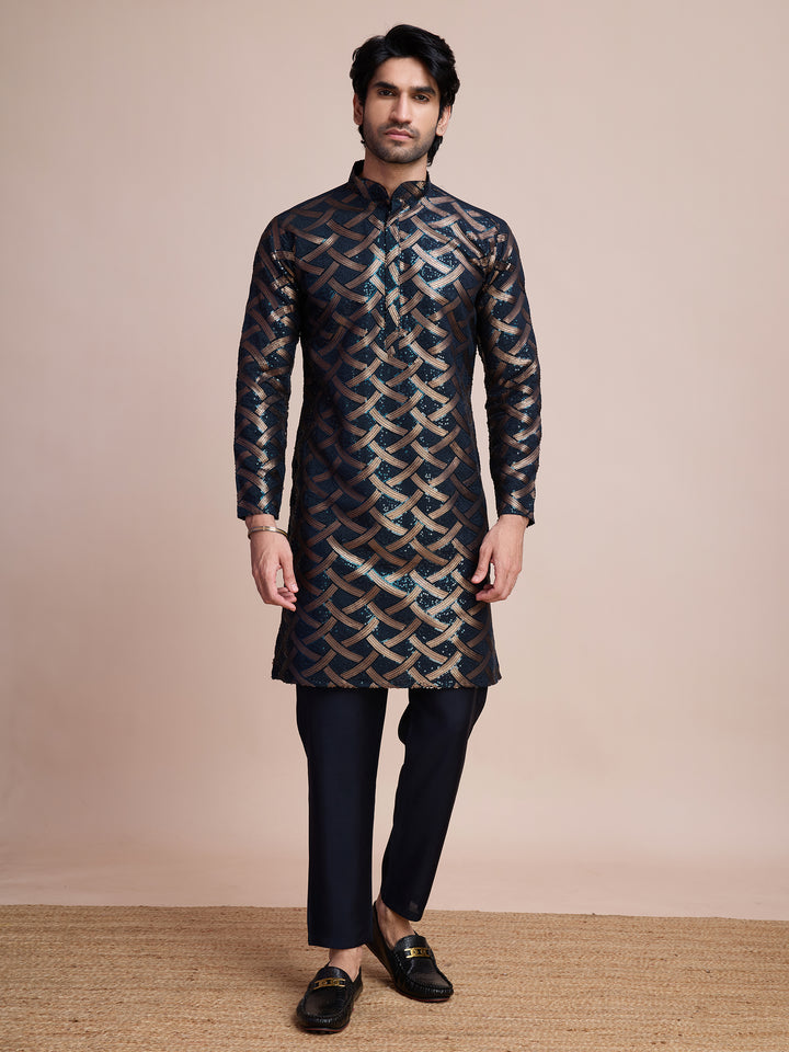 Designer Silk Kurta Fine Thread & Sequin Work | Perfect for Festive Wear