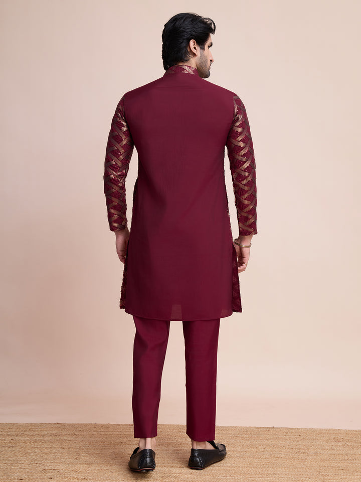 Designer Silk Kurta Fine Thread & Sequin Work | Perfect for Festive Wear