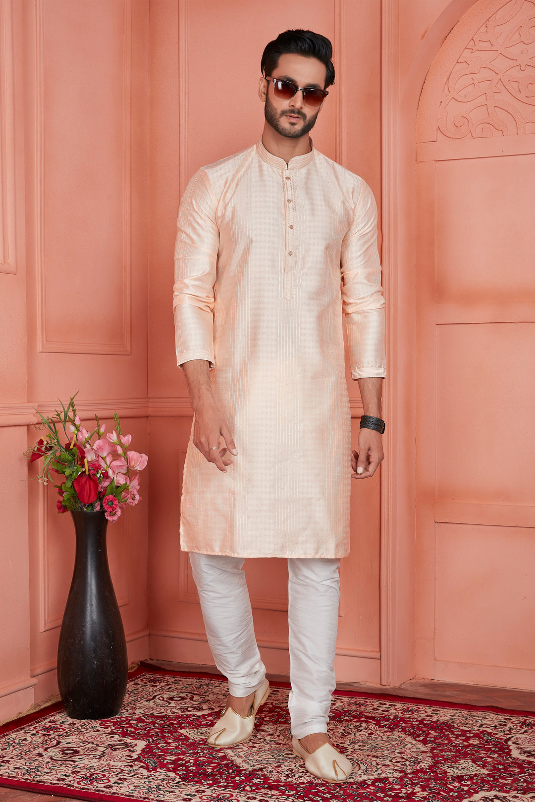 Stylish Jacquard Silk Kurta Art Silk Pajama Set | Traditional Look