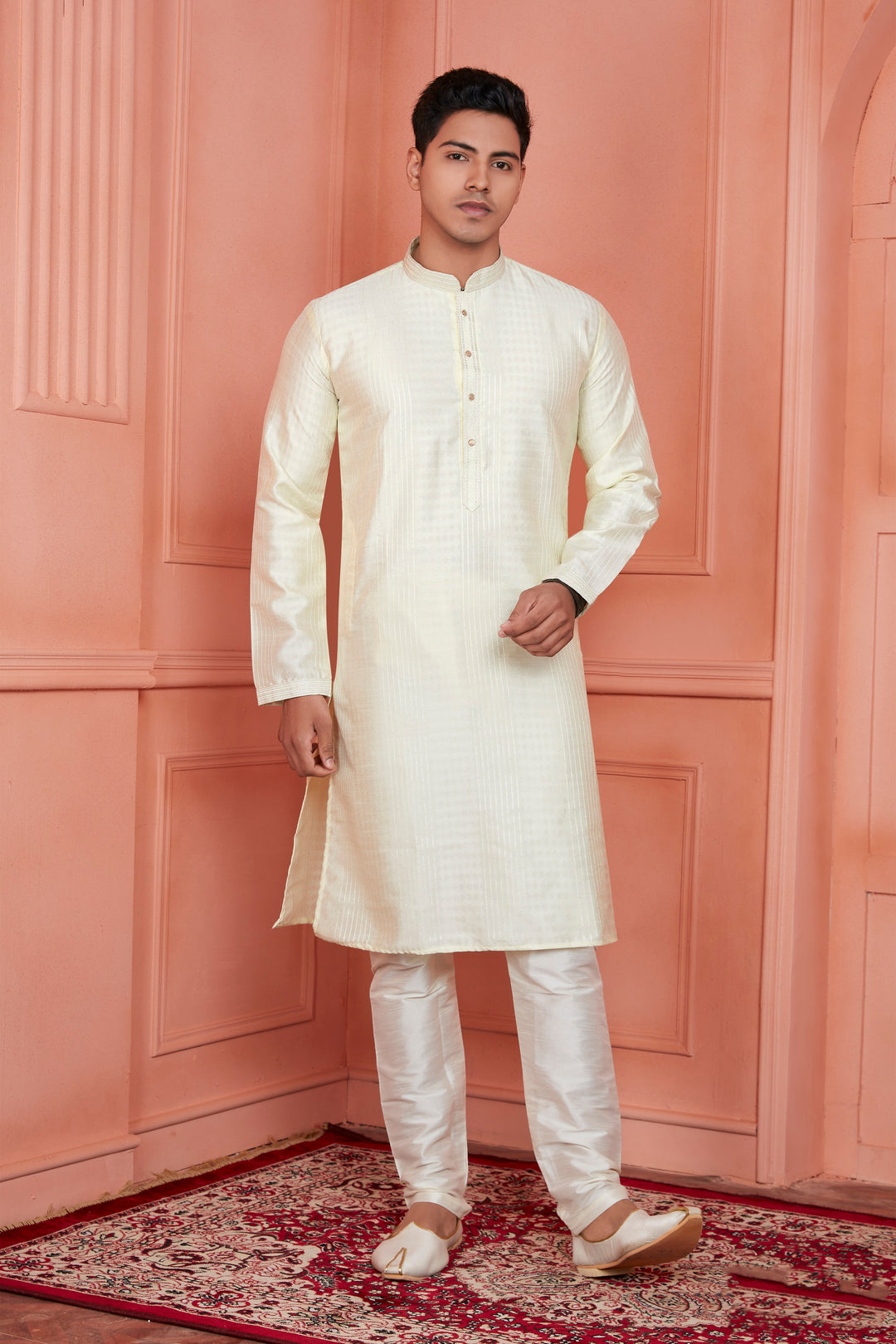 Stylish Jacquard Silk Kurta Art Silk Pajama Set | Traditional Look