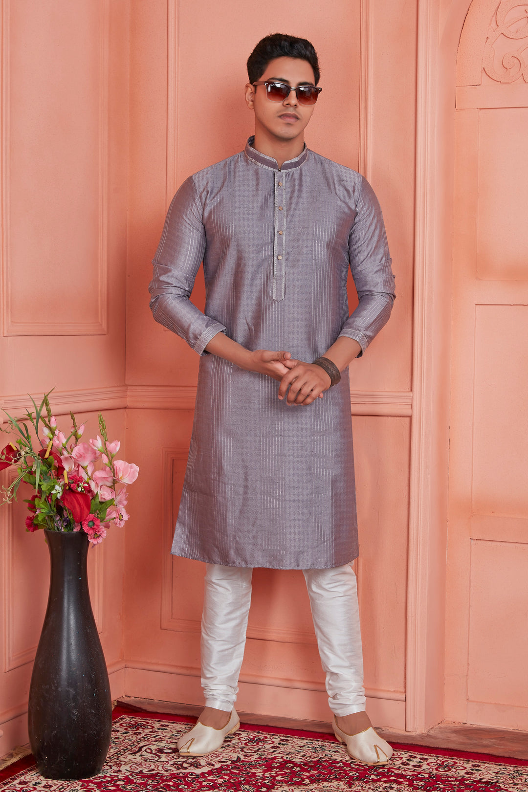 Stylish Jacquard Silk Kurta Art Silk Pajama Set | Traditional Look