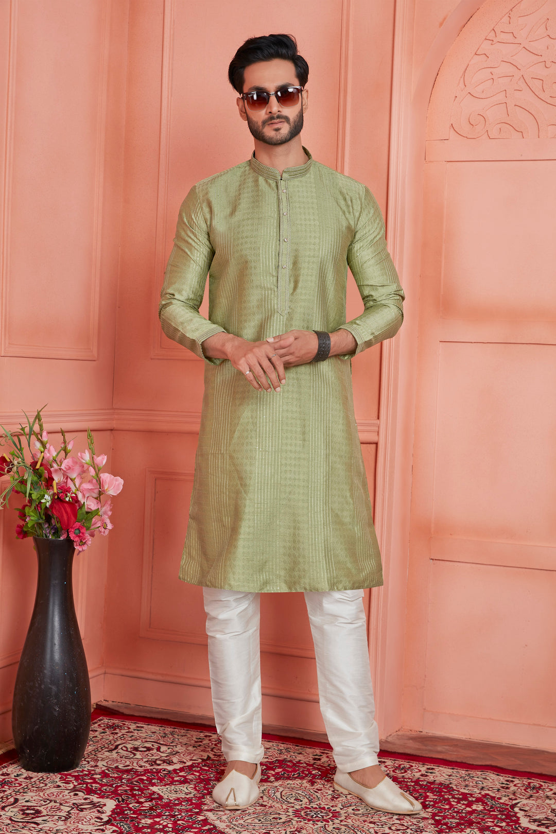 Stylish Jacquard Silk Kurta Art Silk Pajama Set | Traditional Look