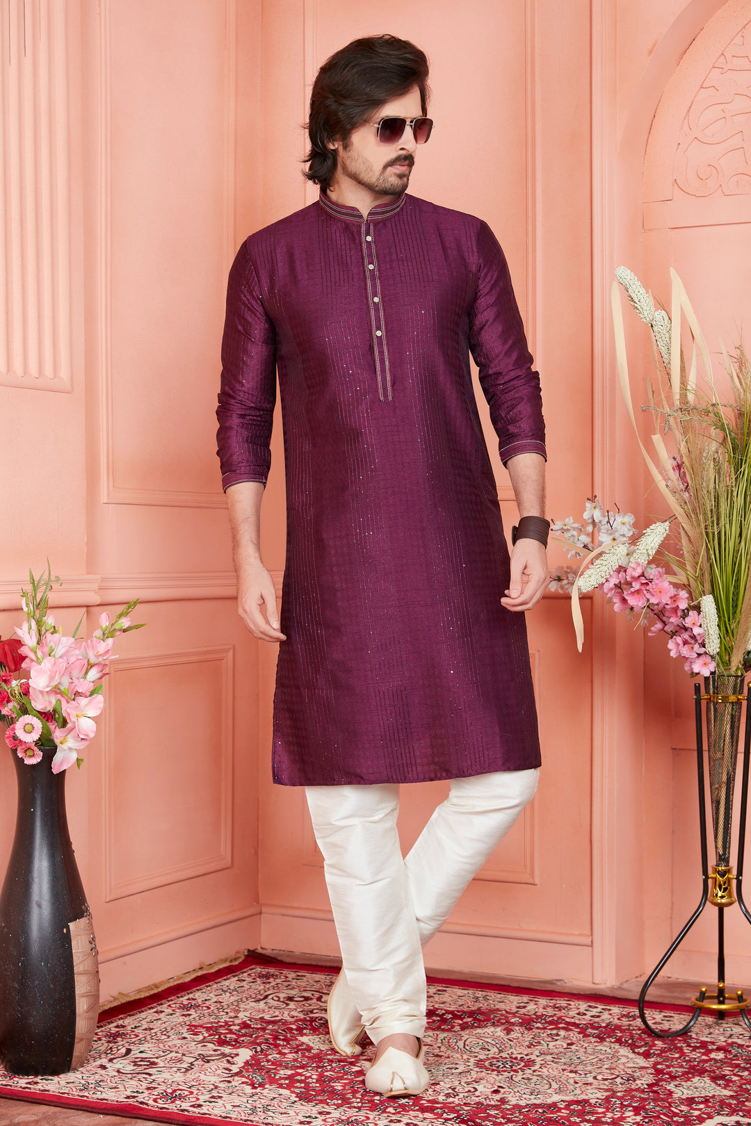 Stylish Jacquard Silk Kurta Art Silk Pajama Set | Traditional Look