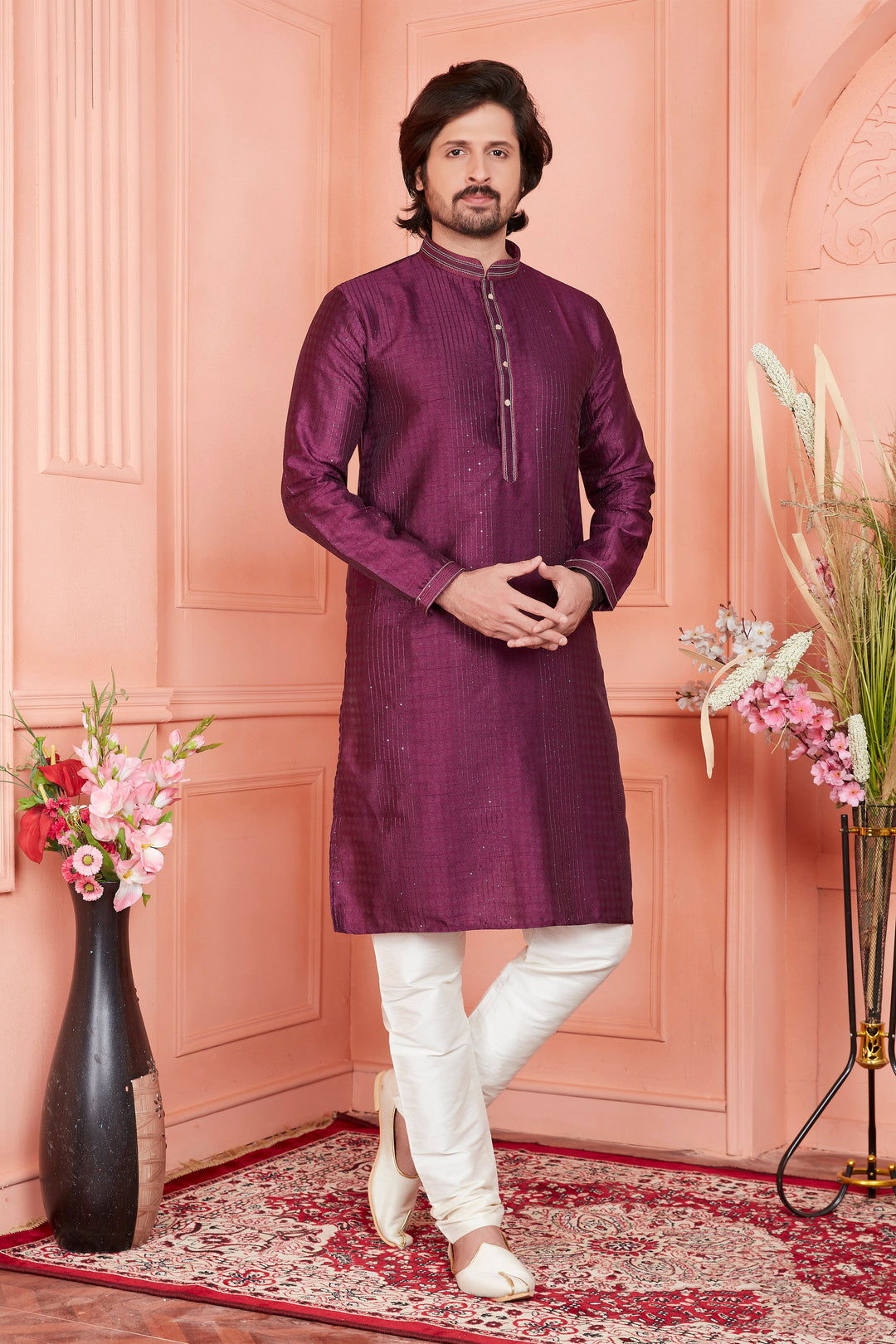 Stylish Jacquard Silk Kurta Art Silk Pajama Set | Traditional Look