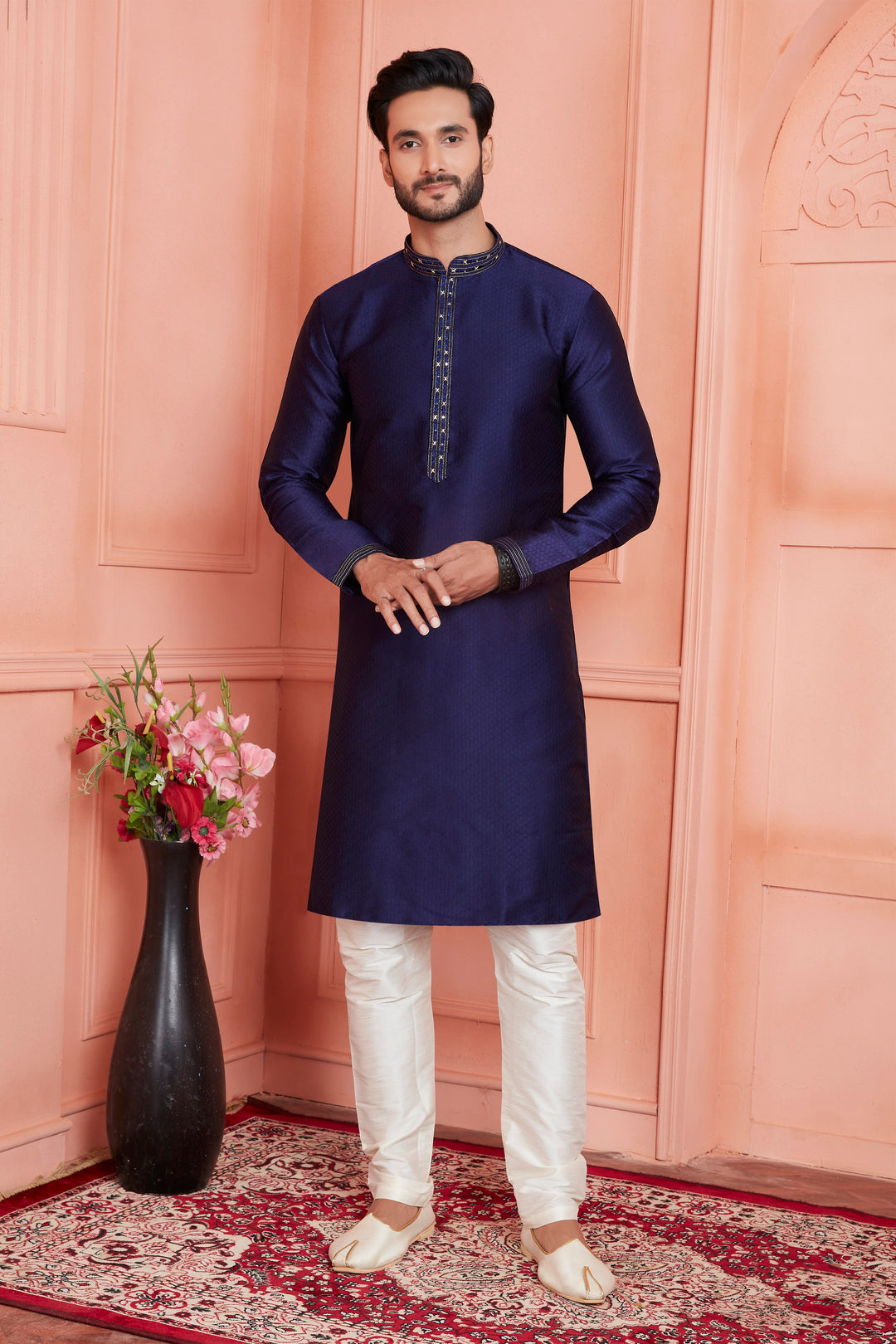 Stylish Kurta Pajama Set Jacquard Brocade Art Silk | Festive Attire