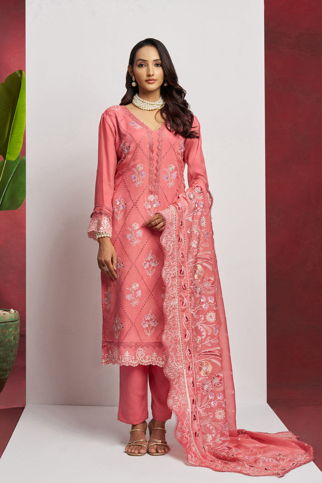 Elegant Organza Suit with Heavy Embroidery | Perfect for Festive Occasions