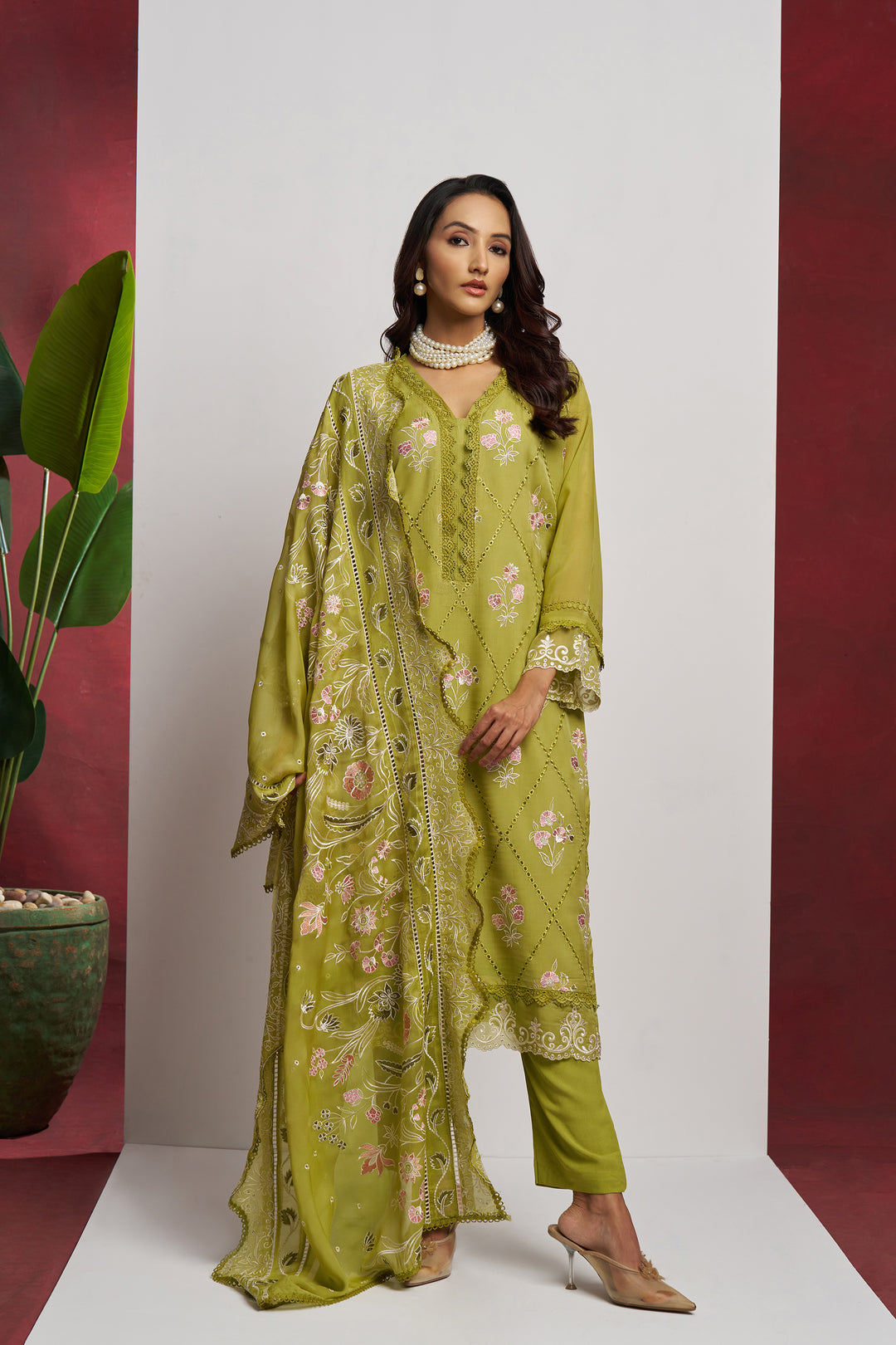 Elegant Organza Suit with Heavy Embroidery | Perfect for Festive Occasions