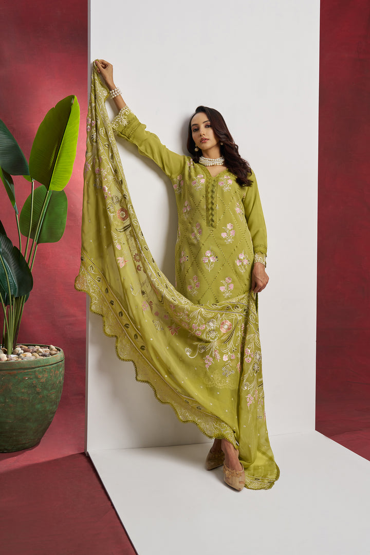 Elegant Organza Suit with Heavy Embroidery | Perfect for Festive Occasions