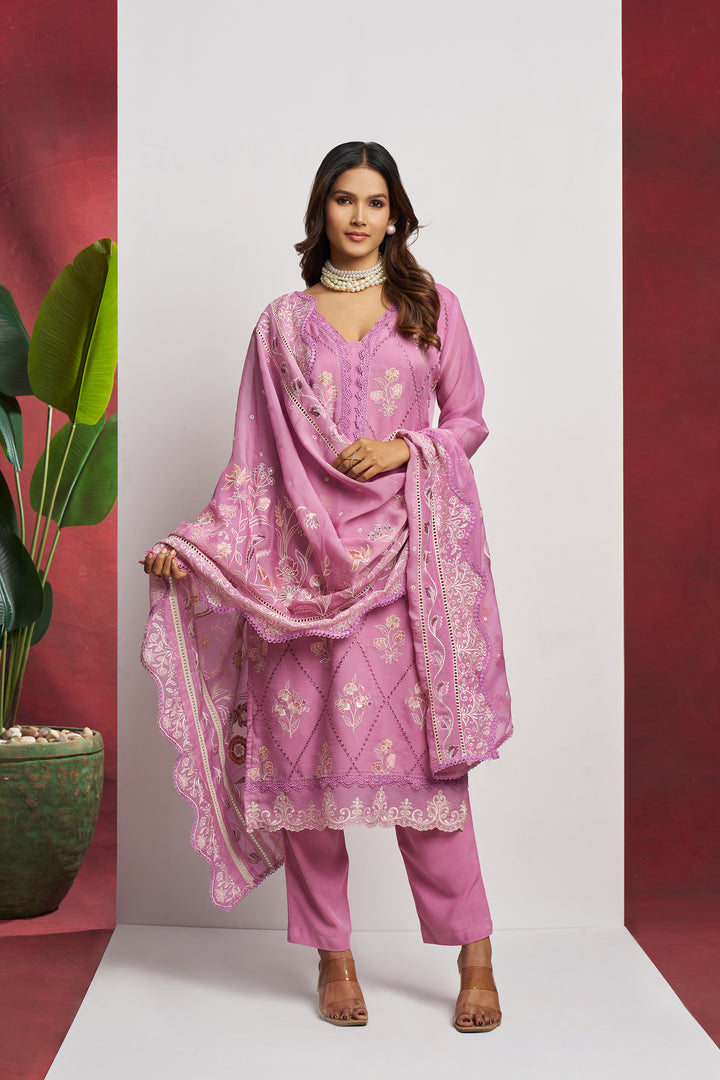 Elegant Organza Suit with Heavy Embroidery | Perfect for Festive Occasions