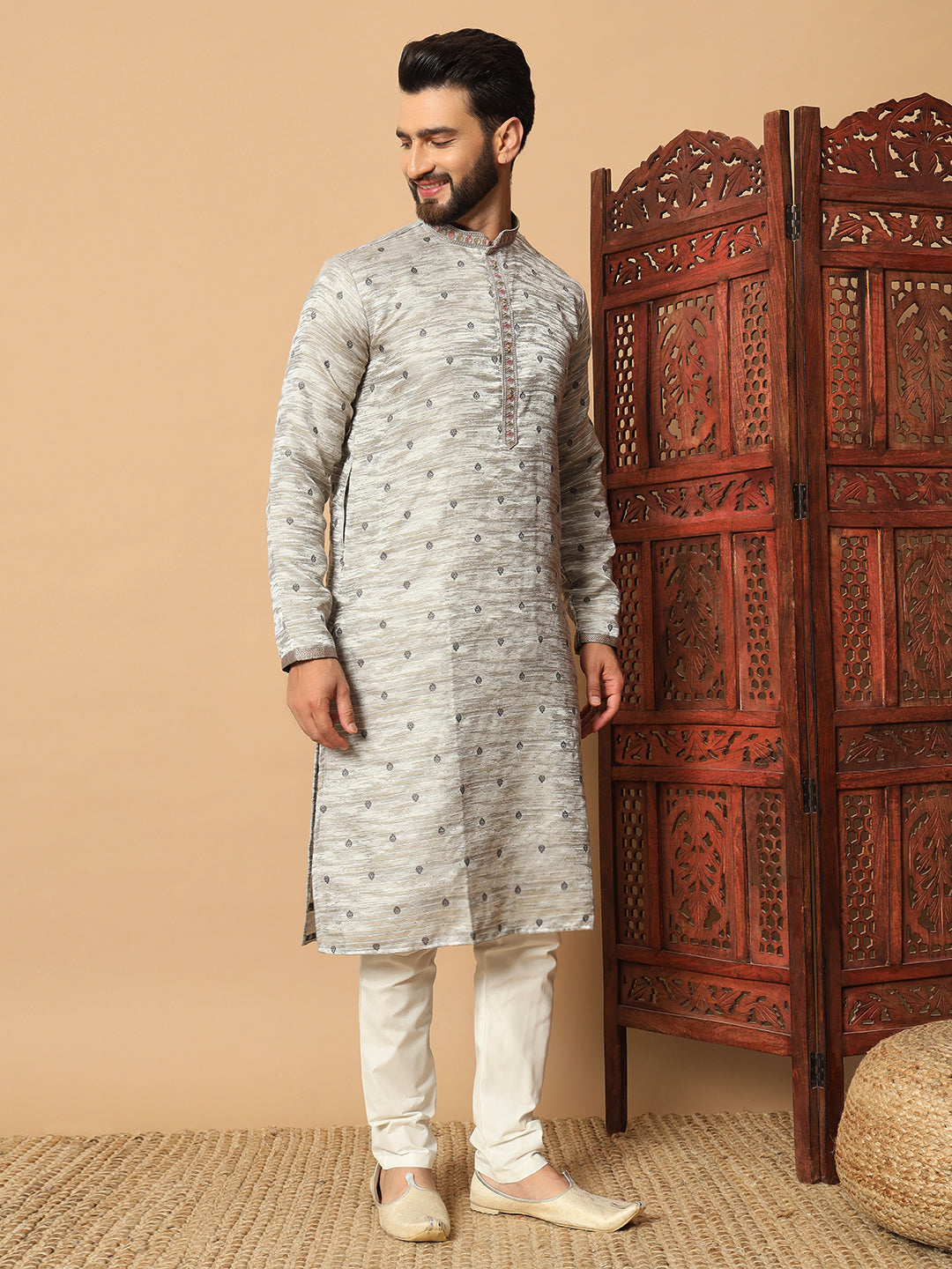 Luxurious Jacquard Kurta with Sequin Embroidery | Premium Raymond Cotton Pajama