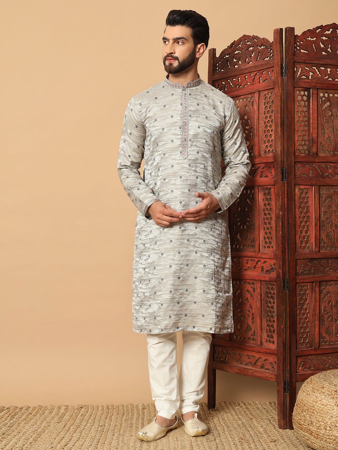 Luxurious Jacquard Kurta with Sequin Embroidery | Premium Raymond Cotton Pajama